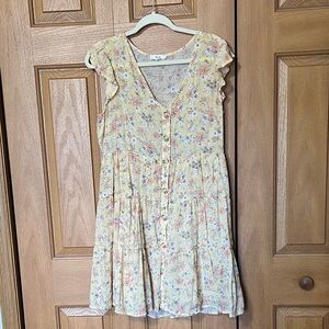 Mine Casual Floral Dress in Yellow and Pink